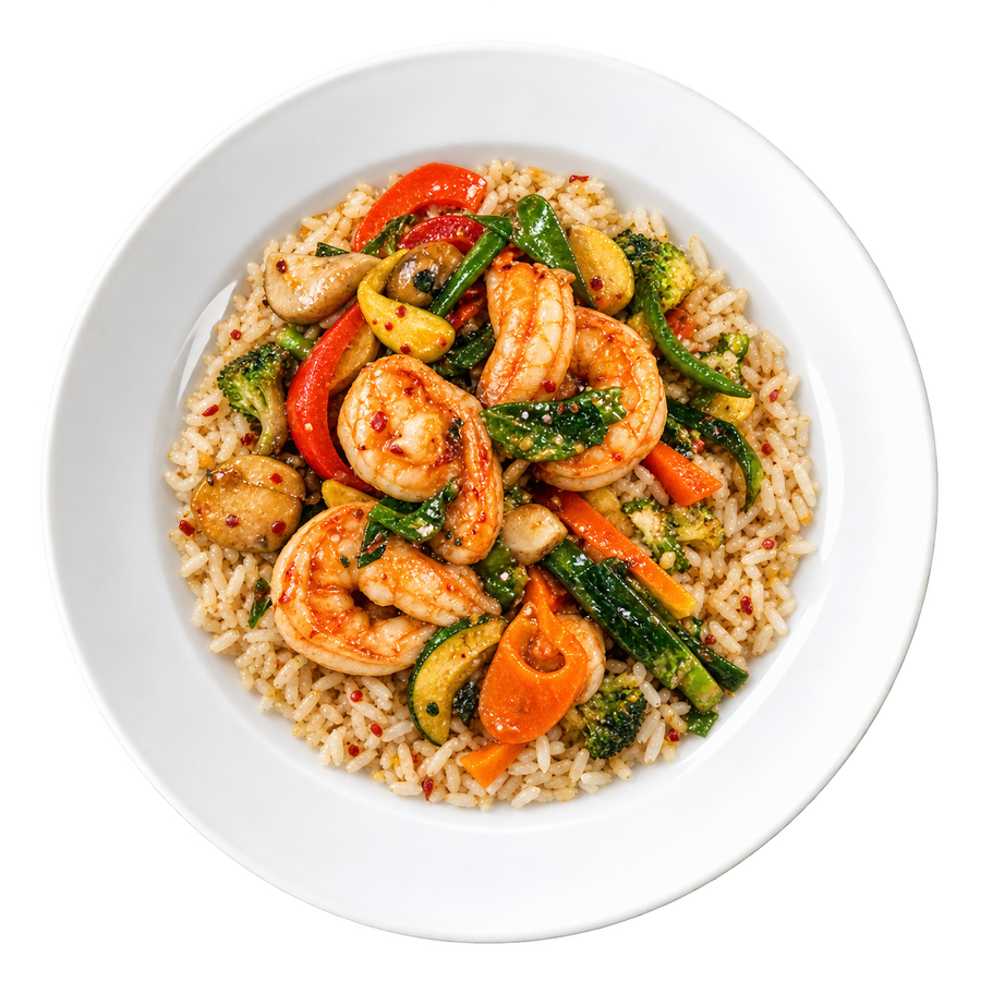 Honey Sriracha Ginger Shrimp Bowl